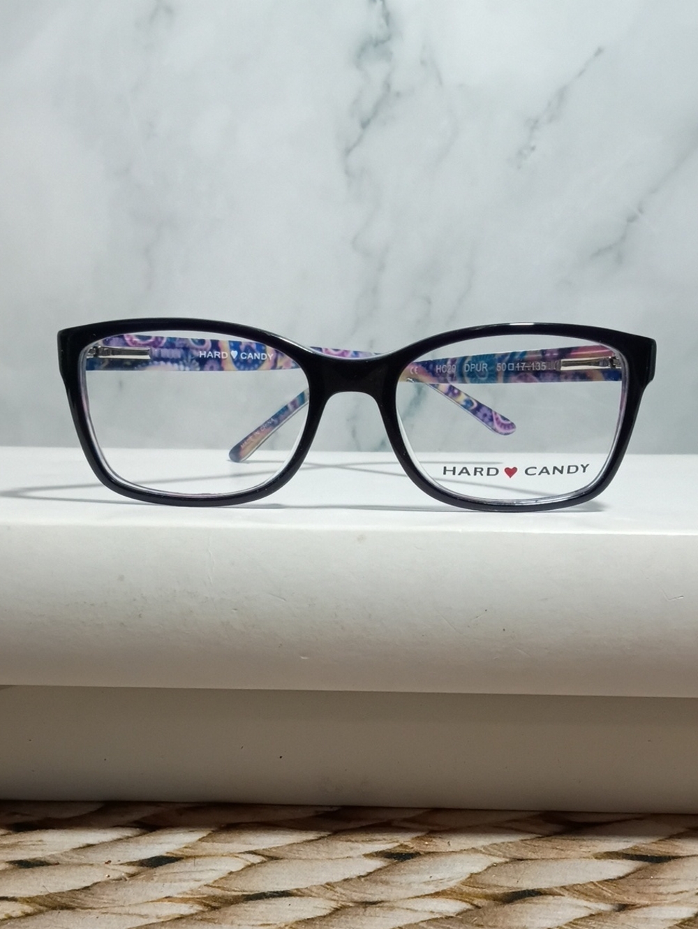 NEW Eyeglass Frame by Hard Candy Women Rxable Modern Purple Glasses, 50-17-135